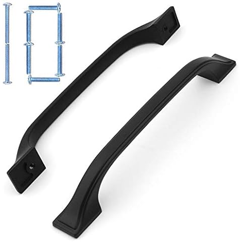 KOOFIZO Square Foot Craftsman Cabinet Bow Pull - Black Furniture Handle, 5 Inch/128mm Screw Spacing, 10-Pack for Kitchen Cupboard Door, Bedroom Dresser Drawer, Bathroom Wardrobe Hardware Cover