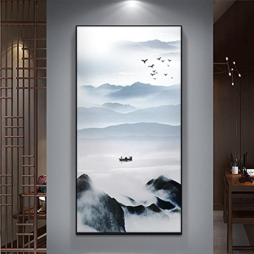 Toile style chinois abstrait pour créer une ambiance zen dans le salon