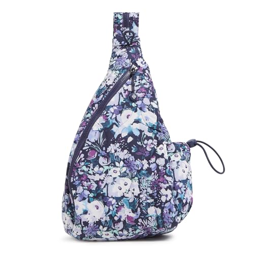 Vera Bradley Featherweight Sling Backpack Bolso Bandolera, Jardín de Artista, Morado, Talla única para Mujer