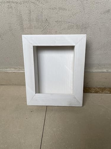 handchic Wall Hanging Living Herbs Picture Frame Succulent Planter Box Handmade Wood Vintage (White)