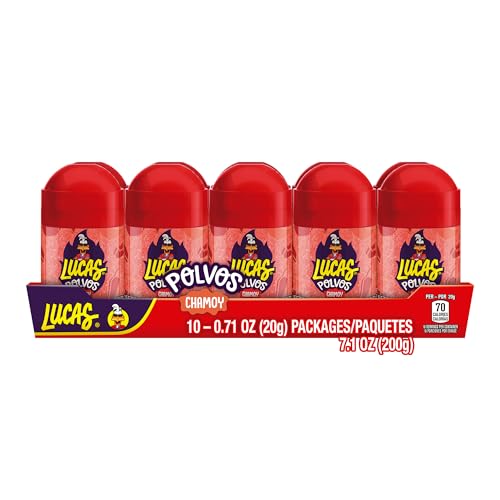 Lucas Powder Chamoy Flavored Candy 0.71oz - 10 Pieces Pack for Treats Fruit Parties Piatas Perfect treat for Easter Baskets
