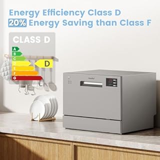 COMFEE' 2026 New Upgraded Table Top Dishwasher with 6 Place Settings, Mini Countertop Dishwasher for Small Families, Couples, LED display, Delay Start, 47dB Quiet Noise, Silver