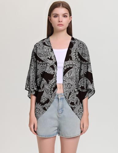 Image of Chunoy Women Short Sleeve Chiffon Kimono Beach Swimsuit Cover Up