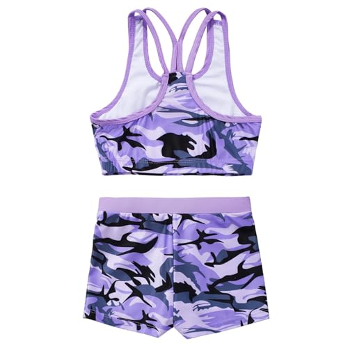 Kids Tracksuits Activewear Crop Tank Top with Shorts Workout Sets for Girls Gymnastics Dancing Swimming4