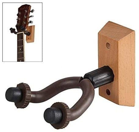 Guitar Wall Mount Hanger with Cushion and Hardwood Base for Acoustic, bass,Electric. and Ukulele, Black-image-33