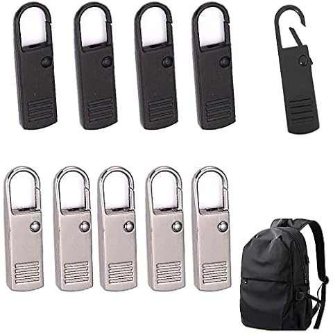 BDHI 10pcs Zipper Pull Tab Replacement Zip Slider Extender Metal Zipper Puller Handle Mend Fixer for Suitcases Luggage Backpacks Purses Handbags Jacket Coat Boots(Y16-10) Cover