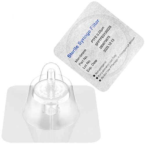 Biomed Scientific Lot de 10 filtres seringues stériles hydrophobes en PTFE 13 mm de diamètre 0,22 um Taille des pores Emballage individuel Cover