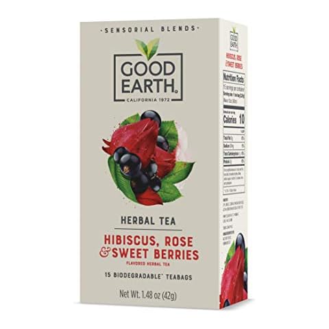 Good Earth Sensorial Blend Flavored Herbal Tea Hibiscus, Rose and Sweet Berries, No Artificial Color, No Preservatives, 15 Bag (Pack of 5) Cover