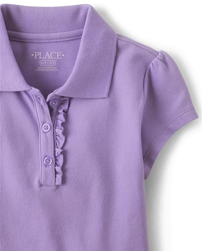 The Children's Place,Girls,Multipack Short Sleeve Ruffle Pique Polos,Seafrost/Aurora Pink/Purple 3-Pack,X-Small3