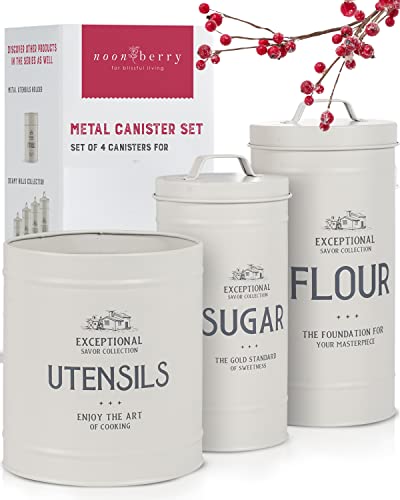 noonberry Set of canisters and Utensil holder Farmhouse