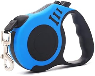 Retractable Dog Lead 360° Tangle-Free Harness Leashes with Non-Slip Handle Extendable Nylon Leads Adjustable Puppy Strap for Dogs Training Walking Jogging 5M/16FT for Medium Small Pet 15-20KG (Blue)