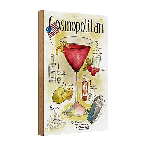 Plaque en bois vintage | Recette Cosmopolitan | Décoration de