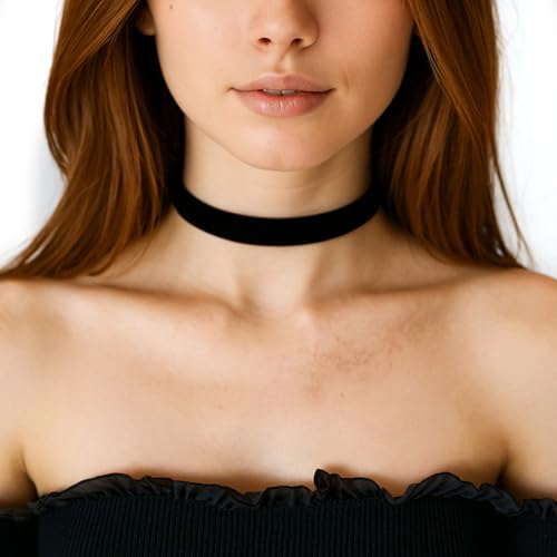 Gjinxi 2 Stück Choker Kette Damen, Schwarz Velvet Halsband Damen, Halskette Set, Verstellbare Klassische Kropfband Schmuck, Für Frauen Und Mädchen, Dancing Halloween Geburtstag Party Cosplay