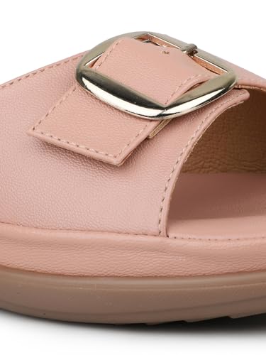 Image of Inc.5 Womens Peach Casual Round Toe Comfort Flats Slide Sandal
