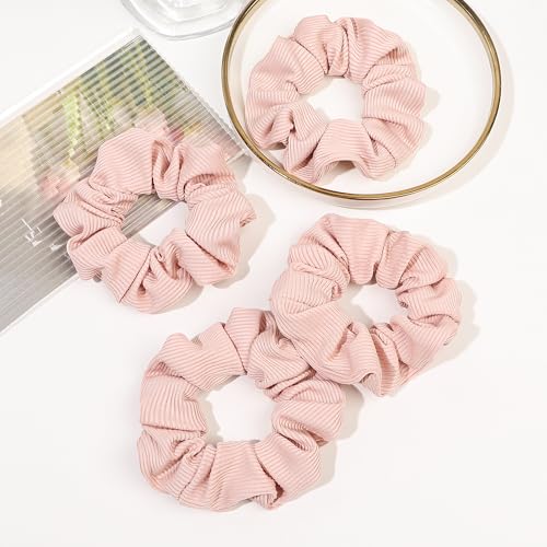 Image of Hair Scrunchies for Women - Hair Ties No Damage Both for Thick Hair or Thin Hair Curl Hair No Crease Pink Scrunchies Ponytail Holder No Hurt Your Hair