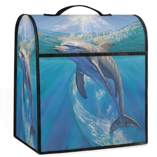 Coffee Maker Cover Cute Ocean Dolphin Kitchen Appliance Covers Small Appliance Covers Blender Cover Juicer Cover Dust Covers for Kitchen Appliances with Top Handle and Pockets,Washable,B529