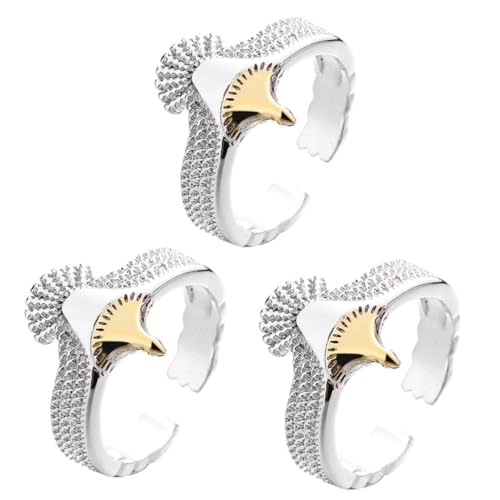 VALICLUD 3 Piezas Anillo De Águila Decoracion De Anillos Anillo De Chicas Anillo Vintage Mujer Joyas De Anillo Decoración De Dedos Anillo Apilable Mujer Anillo Cobre Silver