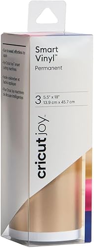 Cricut Vinilo permanente inteligente (5.5 pulgadas x 18 pulgadas (3), muestra de gala metálica mate) para máquina Joy, corte sin alfombrilla para
