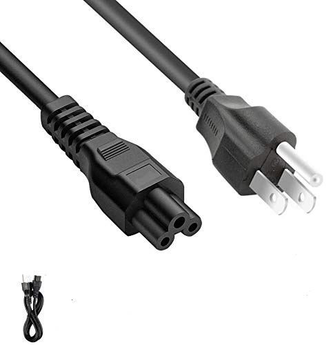 DTK 6 ft / 1.8M IEC-320-C5 3 Prong Mickey Mouse Power Cord NEMA 5-15P to IEC 60320 C5 Power Cable for HP DELL ASUS ACER Sony Lenovo Samsung Laptop Charger Adapter,Black Color