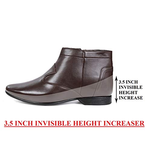 Image of mens Men's Faux Leather Height Increasing Black Boots Ankle Boot