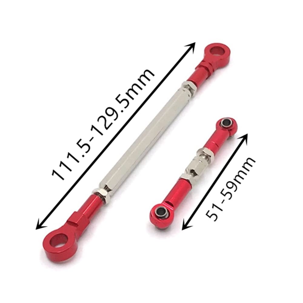 Barra de dirección de metal Servo Vinculación Barra para HB Toys ZP1001 ZP1002 ZP1003 ZP1004 1/10 RC Crawler Auto Upgrade Partes, Rojo
