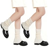 cnomg Ankle Warmers for Women White Slouchy Leg Warmers Long Pile Socks For Winter Yoga Ballet Dance Y2K 80s Party(Standard, White, One size)