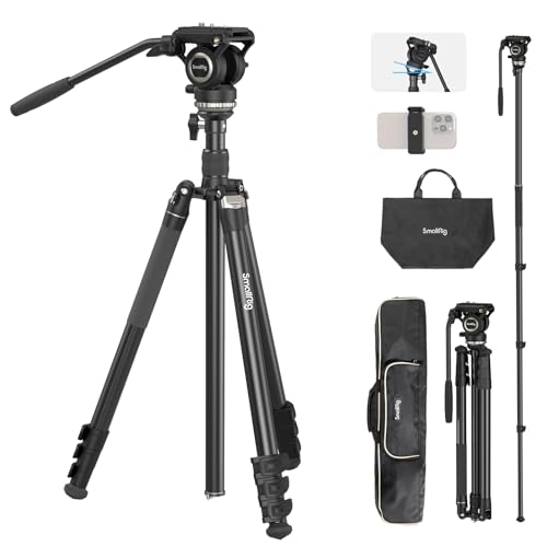Image of SmallRig 75 inch / 192cm Video Tripod with ±15 Leveling Base Fluid Head CT210