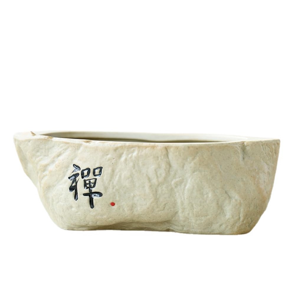 Pot de fleurs créatif rétro en pierre gravée de poésie