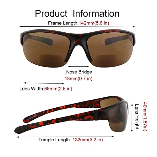 Hyyiyun 3 Pairs Bifocal Wrap Around Sunglasses For Men And Women, Sun Reader Uv Protection With 3 Microfiber Pouch thumb #3