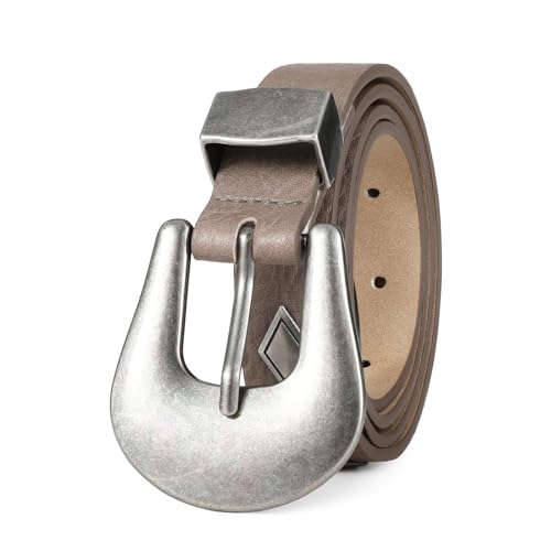 Women's Belt with Vintage Silver Buckle - Adjustable Faux Leather Belt for Jeans/Dresses, Fashion Gift for Women2