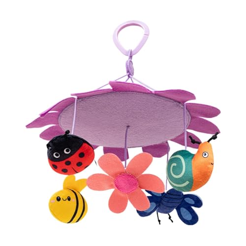 Campana Móvil Para Cuna Colgante Para Automóvil - 11.02x10.24 Pulgadas, Desarrollo Sensorial De Felpa, Fortalecedor De Los Músculos Del Cuello, De Sonido Relajante | Atractiva Textura Suave Par