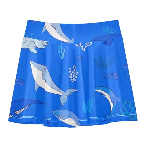 Toddler Tennis Skirts Cute Whales Blue Athletic Shorts for Girls Skorts Cheer Butterfly 4t2