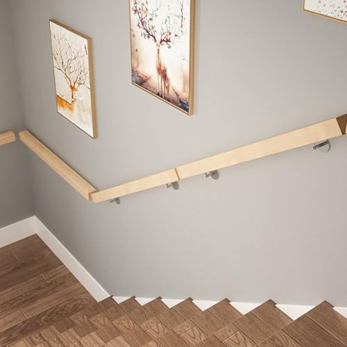 Rampe d'escalier en bois mural avec kit d'installation complet - 5