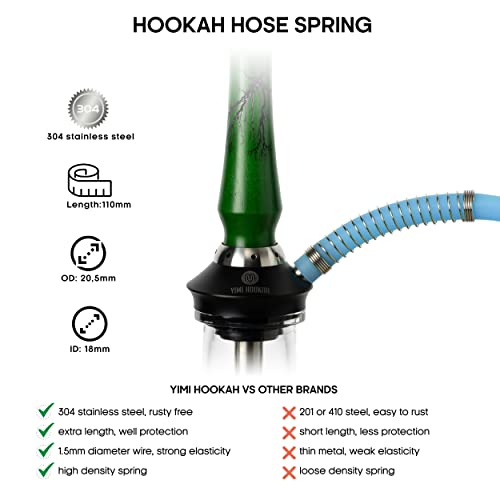Yimi Hookah® 1pcs Washable Glow in The Dark Silicone Hookah Hose | 10 pcs Disposable Glow in The Dark Hookah Tips | 1 pcs Stainless Steel Hookah Hose Spring | Shisha Accessory Kit - Image 6