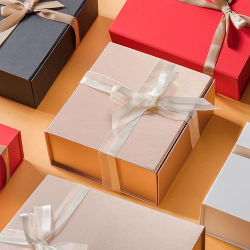 Image of LIFELUM Gift Box for Presents 13.8'' x 8'' x 4.45'' Rose Gold Luxury Gift Box with Magnetic Lid Gift Boxes Contains Card, Ribbon, Shredded Paper Filler Gifts for Women (1Pcs)