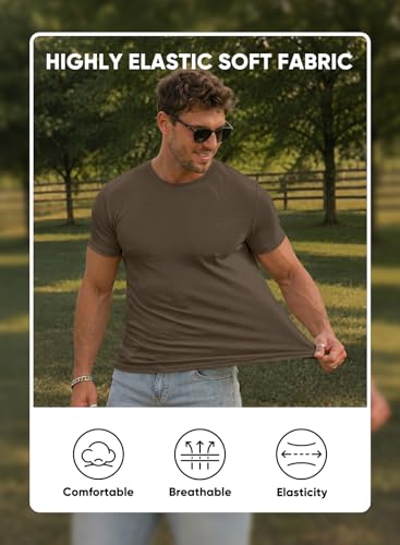 Image of JMIERR Mens Short Sleeve T Shirt Summer Muscle Slim Fitted Crewneck Longline Tees Shirts for Gym Workout