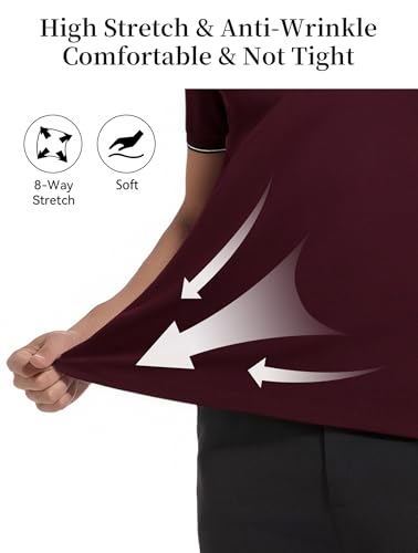 Esabel.C Polo para hombre manga corta con tecnología de absorción de humedad y estiramiento, camisa de golf casual para negocios miniatura 5