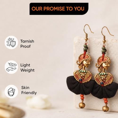 Image of Royal Queen & Empress Handcrafted Tribal Dhokra Earrings Collection for Women - Statement Ethnic Designs in Multiple Colours