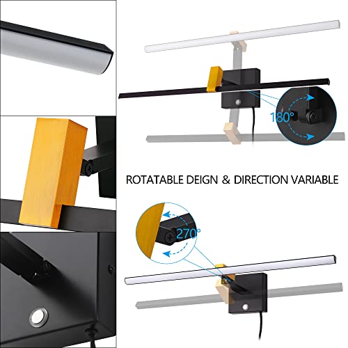 Image of MantoLite LED Dimmable Bathroom Mirror Vanity Light Fixture 24inch 14W Cabinet Picture Wall Lights, Indoor Lightings Wall Sconce with Adjustable Arm Bedside Reading Lamp, Plug in Display Lamps Black