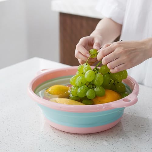 Image of Potency Collapsible Portable Wash Basin Dishpan Kitchen Dish Pans Washing Basin Foldable Strainer Wash and Drain Dish Tub Drainer for RV, Camping, Marine, BBQ.