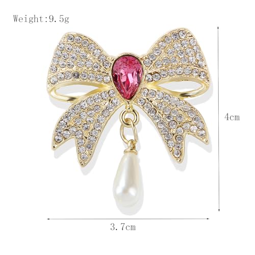 Image of Rhinestone Bow Collar Brooch For Women Dainty Crystal bow Brooch Pin Vintage Blue Sparkling lapel pin Unique Ribbon Bow brooch Badge Clothing Accessory Jewelry Gift