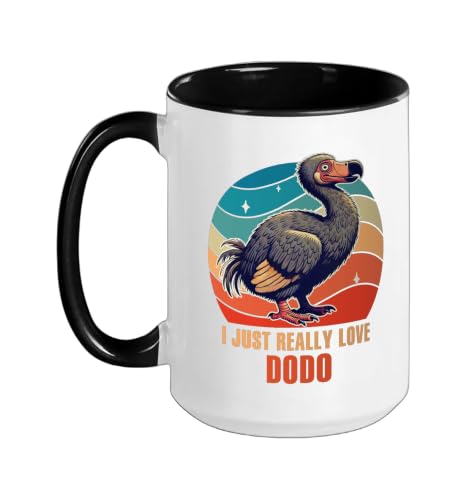 Dodo Birds Lover Dodo Ornithologist I Just Really Love Dodo Ceramic Mug, Black/White, 15oz