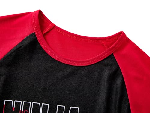 Beezizac Pajamas For Big Boys Red Ninja Short Sleeve 2-Piece PJ Set Children Soft Sleepwear Size 12