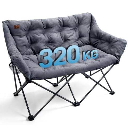 EVER ADVANCED Campingstuhl Faltbar 124CM Breit Campingsofa für 2 Personen Faltsofa 320KG Belastbar...