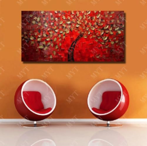 Toile rouge abstraite 60x120cm pour habiller un grand mur blanc