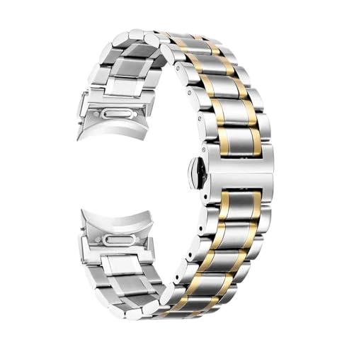 SRMVRNKNNK Fit For Samsung Fit For Galaxy Watch 6 Classic 43 47mm 6/5/4 40 44mm ���^���o���h�ɓK������X�e�����X�X�`�[���X�g���b�v(Silver Gold,Watch 4 Cl
