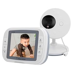 Video-babyfoon, babyfoon Temperatuurweergave Ingebouwde microfoons en luidsprekers Gegevensbescherming met camera en audio voor baby-huisdier voor bejaardenmeisjes(EU-stekker 100‑240V)