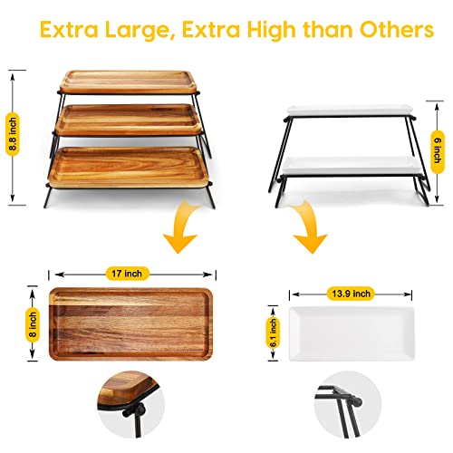 Manspdier 3 Tier Cupcake Stand & Towers Serving Tray for Party, Acacia Wooden Dessert Table Display Set, Decorative Tiered Decor Small Chees Charcuterie Boards Rustic Wood Platters Trays, (A010)