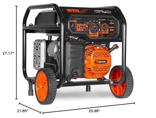 WEN 5,600-Watt Dual Fuel Portable Generator with Wheel Kit, Electric Start, and CO Watchdog (DF5600X)