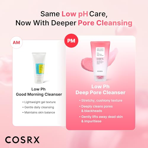 Image of COSRX Low pH Pore Deep Cleanser, Gentle Exfoliating Face Wash for Blackheads, Clogged Pores with Red Rice & Inositol, AHA BHA PHA, Non-Comedogenic, For Sensitive Skin, Korean Skin care, 5.07 fl.oz.